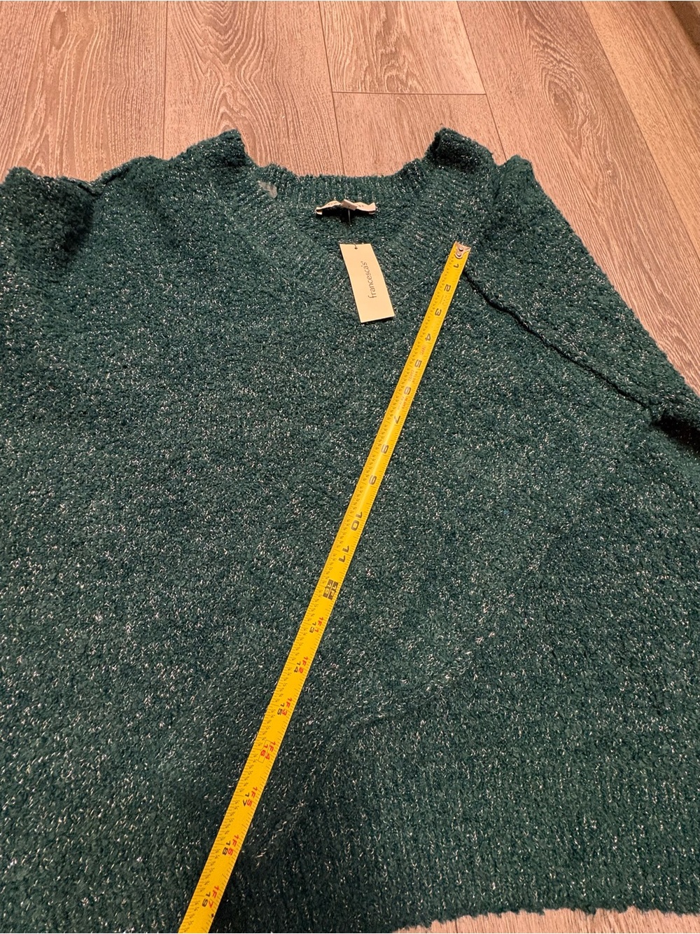 Francesca’s Cozy Teal V-Neck Women’s Sweater - Picture 7 of 10